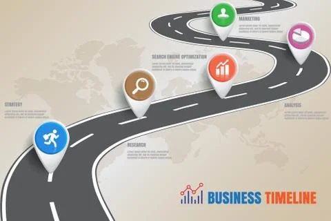 Road map Business Timeline, Vector Illustration Illustrazione stock