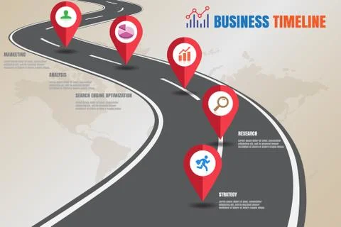 Road map Business Timeline, Vector Illustration Illustrazione stock
