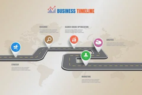 Road map Business Timeline, Vector Illustration Illustrazione stock