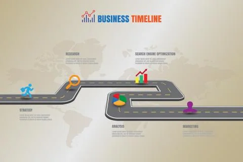 Road map Business Timeline, Vector Illustration Stockillustratie
