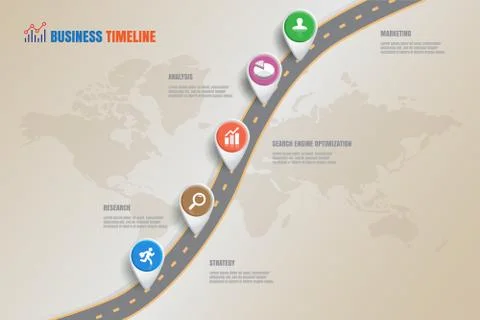 Road map Business Timeline, Vector Illustration Illustrazione stock