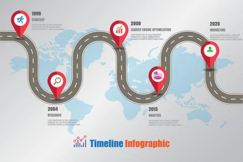 Road map Business Timeline, Vector Illustration 库存插图
