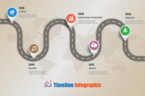 Road map Business Timeline, Vector Illustration Illustrazione stock
