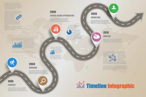 Road map Business Timeline, Vector Illustration Illustrazione stock