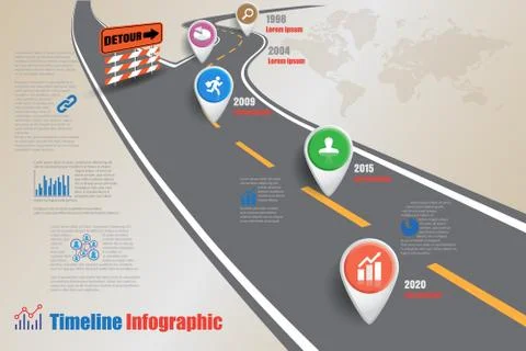Road map Business Timeline, Vector Illustration Illustrazione stock