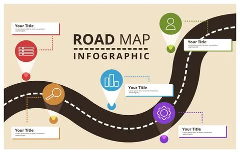 Road Map Creative Report Business Plan Concept Infographic Template Stock Illustration