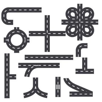 Road map elements line icon concept. Road map elements flat vector sign, symbol 스톡 일러스트