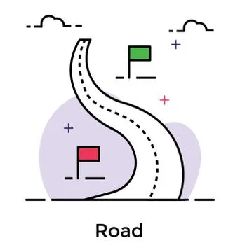 Road map icon, flat vector Stock Illustration