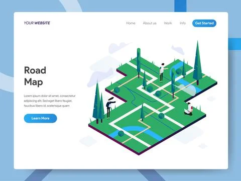 Road Map Isometric Illustration for website page Stock Illustration