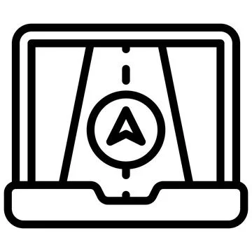 Road map on laptop screen icon, location map and navigation vector Stock Illustration