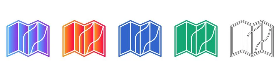 Road Map Navigation Icons Collection Stock Illustration