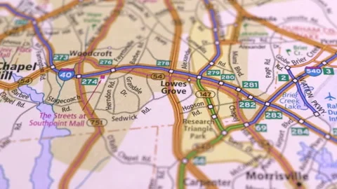 Road Map North Carolina State Center. Stock Footage 124771453