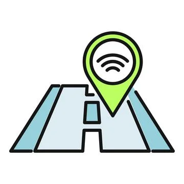 Road map pin showing wireless internet connection Stock Illustration