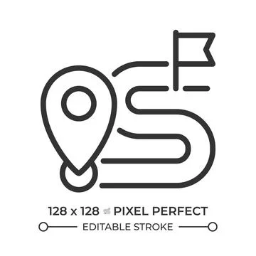 Road map pixel perfect line icon Stock Illustration