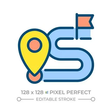 Road map pixel perfect line color icon Stock Illustration