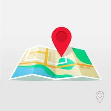 Road map pointer vector, GPS navigation locator, new roadmap pin Stock Illustration