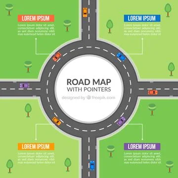 Road map with pointers in flat style Illustrazione stock