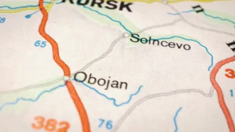 Road map route from Belgorod to Kursk, Russia. Stock Footage 332798147