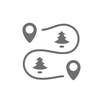 Road map scheme with location marks grey icon. イラスト素材