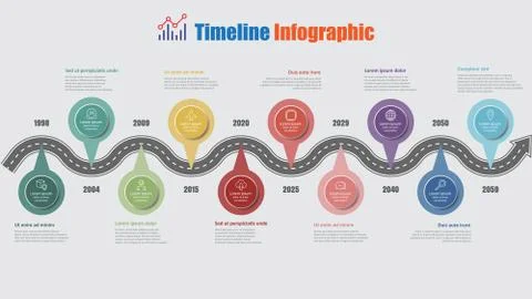 Road map timeline infographic with 10 steps circle, Vector Illustration Stock Illustration