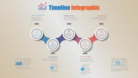 Road map timeline infographic with 5 steps circle, Vector Illustration Stock Illustration