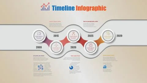 Road map timeline infographic with 5 steps circle, Vector Illustration Stock Illustration
