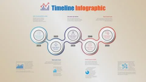 Road map timeline infographic with 5 steps circle, Vector Illustration Stock Illustration