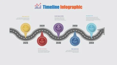 Road map timeline infographic with 5 steps circle, Vector Illustration Stock Illustration