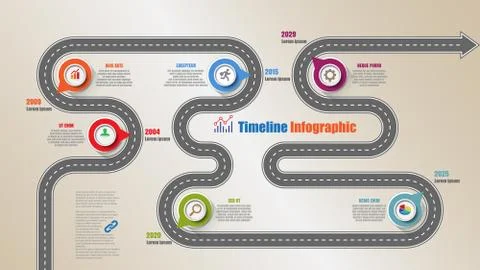 Road map Timeline Infographic with 6 steps circle, Vector Illustration Stock Illustration