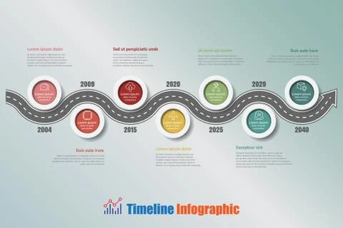 Road map timeline infographic with 7 steps circle, Vector Illustration Stock Illustration