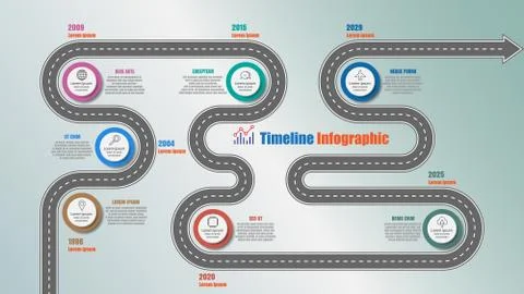 Road map Timeline Infographic with 7 steps circle, Vector Illustration Stock Illustration