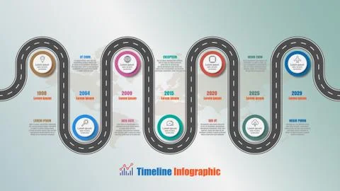 Road map Timeline Infographic with 7 steps circle, Vector Illustration Stock Illustration