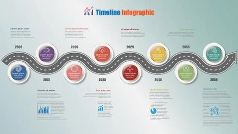 Road map timeline infographic with 8 steps circle, Vector Illustration Stock Illustration