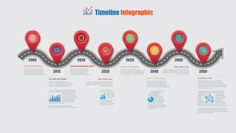 Road map timeline infographic with 8 steps circle, Vector Illustration 스톡 일러스트