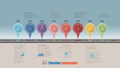 Road map timeline infographic with 8 steps circle, Vector Illustration Stock Illustration