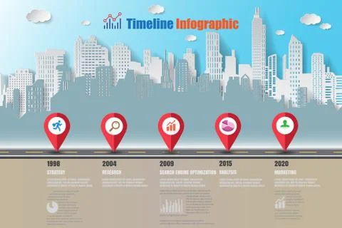 Road map Timeline Infographic, Paper art vector illustration Illustrazione stock