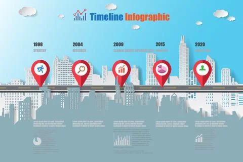 Road map Timeline Infographic, Paper art vector illustration Stock Illustration