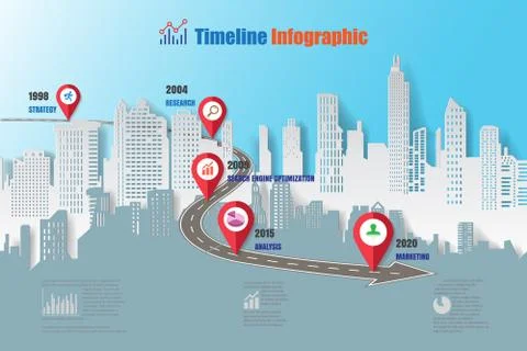 Road map Timeline Infographic, Paper art vector illustration Stock Illustration