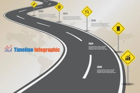 Road map Timeline Infographic, Vector Illustration Stockillustratie