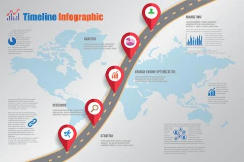 Road map Timeline Infographic, Vector Illustration Stock Illustration