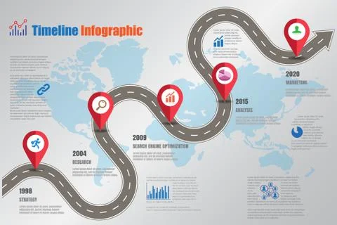 Road map Timeline Infographic, Vector Illustration Stock Illustration