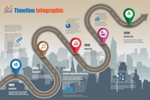 Road map Timeline Infographic, Vector Illustration Stock Illustration