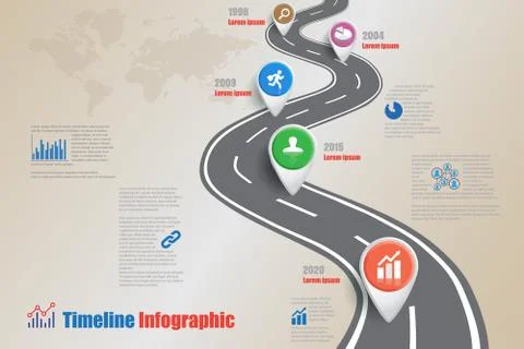 Road map Timeline Infographic, Vector Illustration Stock Illustration