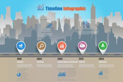 Road map Timeline Infographic, Vector Illustration Stock Illustration