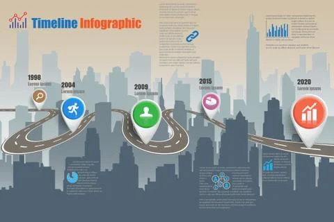 Road map Timeline Infographic, Vector Illustration Stock Illustration