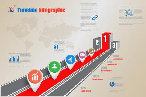 Road map Timeline Infographic, Vector Illustration Stockillustratie
