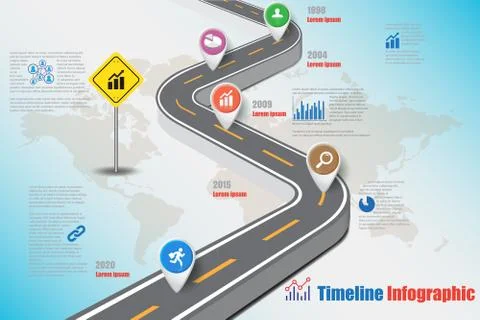 Road map Timeline Infographic, Vector Illustration Illustrazione stock