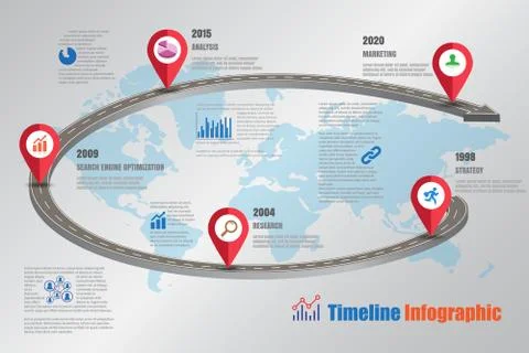 Road map Timeline Infographic, Vector Illustration Illustrazione stock