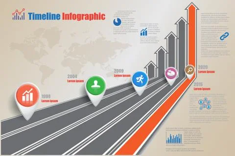 Road map Timeline Infographic, Vector Illustration Stockillustratie