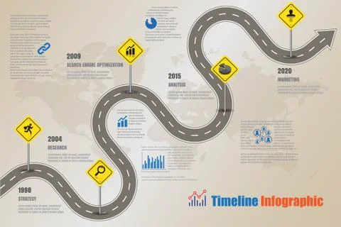 Road map Timeline Infographic, Vector Illustration Illustrazione stock